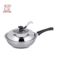 32/34/36cm Malaysia fry pan kitchen stainless steel cooking wok pan with lid